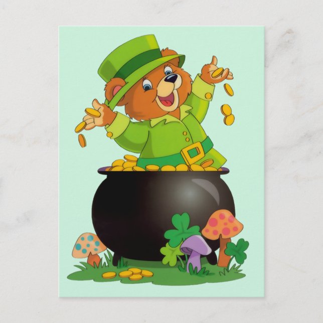Postal Festiva Oso del Día de San Patricio (Anverso)
