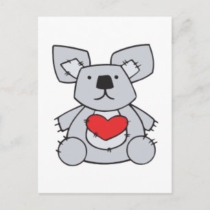 Postal Festiva oso koala de corazón de San Valentín