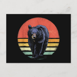 Postal Festiva Oso negro retro vintage