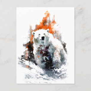 Postal Festiva Oso Polar Animal Salvaje Americano