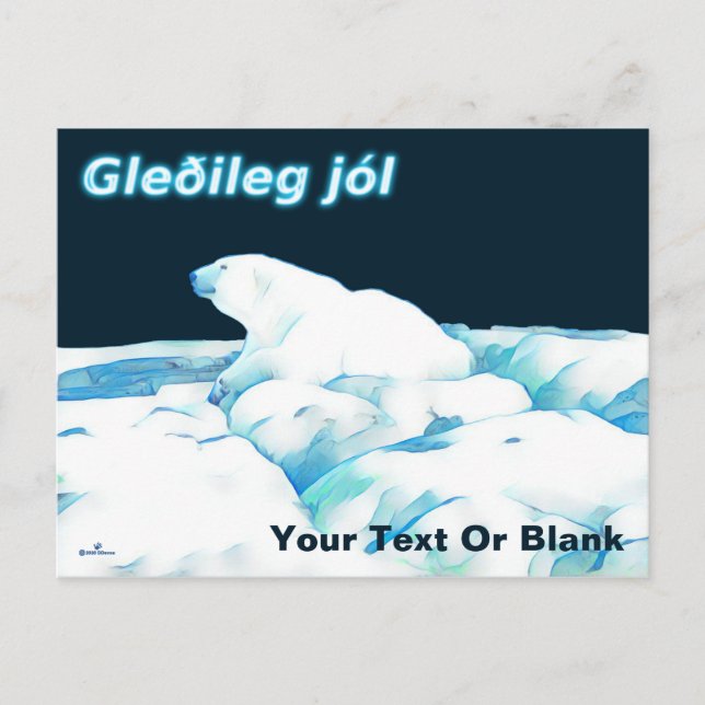 Postal Festiva Oso Polar Sobre El Hielo - Gleðileg Jól (Anverso)