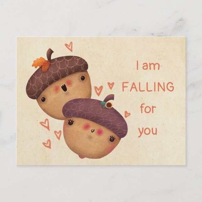 Postal Festiva Otoño Acorns Cute Halloween Acción de Gracias (Anverso)