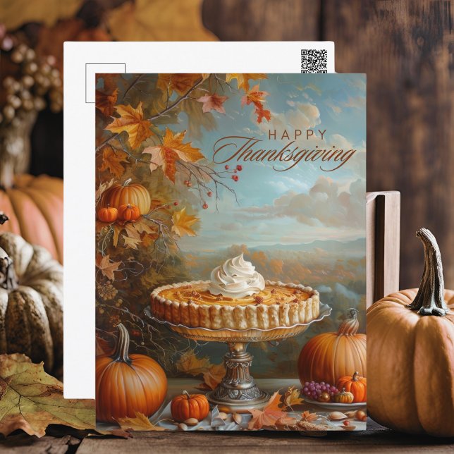 Postal Festiva Otoño deja a la Calabaza Pie feliz Acción de Graci (Subido por el creador)