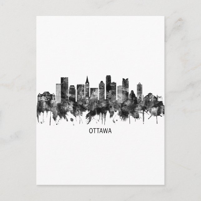 Postal Festiva Ottawa Canada Skyline BW (Anverso)