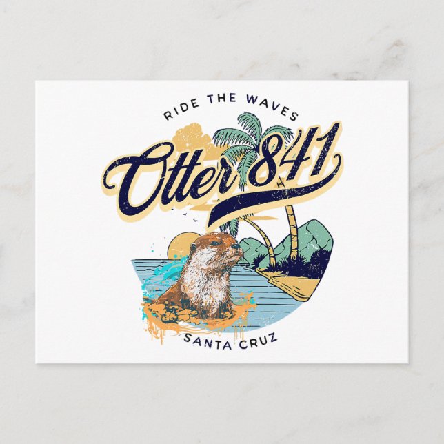 Postal Festiva Otter 841 Surfing Otter 841 California Surf Board (Anverso)