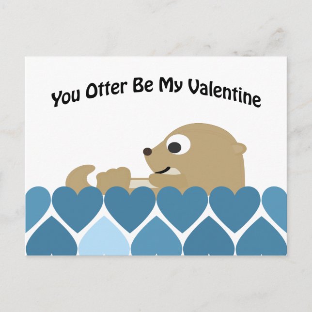 Postal Festiva Otter Be my Valentine with Hearts (Anverso)