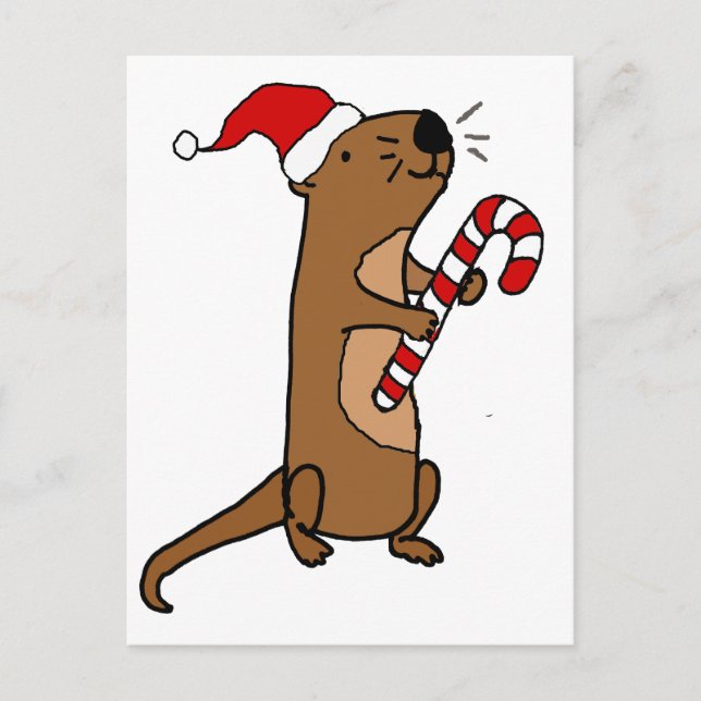 Postal Festiva Otter marino en Santa Hat Navidades Personalizado (Anverso)