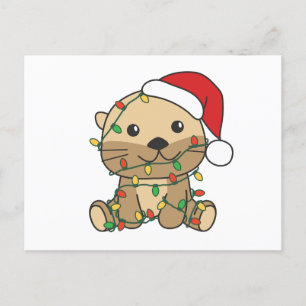 Postal Festiva Otter Navidades Animales de invierno Holiday Otter