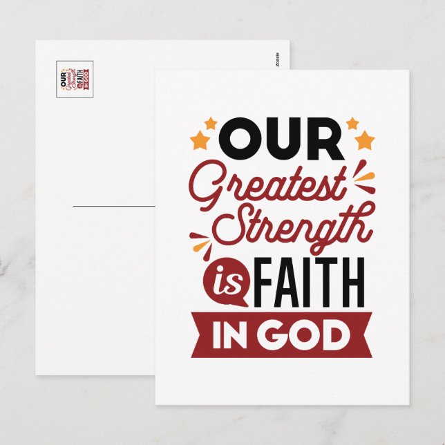 Postal Festiva Our Greatest Strength Is Faith in God Quote (Anverso / Reverso)