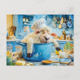 Postal Festiva Oveja cocinada en olla