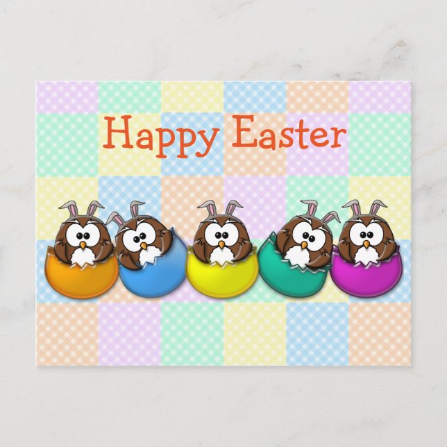 Postal Festiva Oveja de Pascua - arcoiris (Anverso)