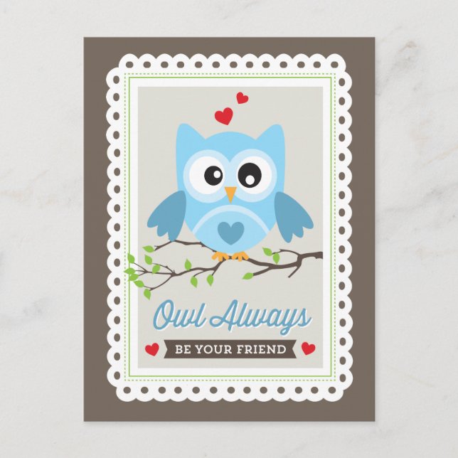 Postal Festiva Owl Always! de Origami Imprime Valentine Postcard (Anverso)