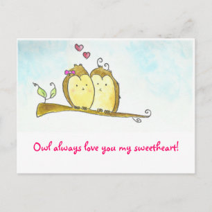 Postal Festiva Owl always love you Valentine