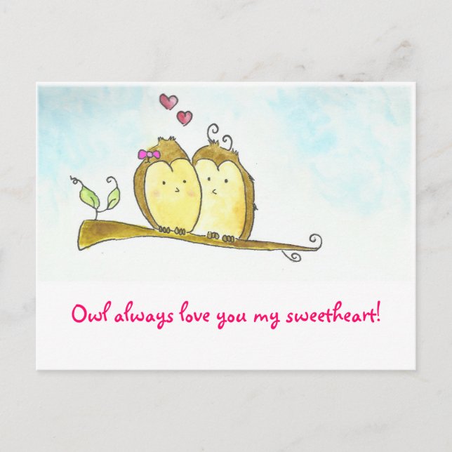 Postal Festiva Owl always love you Valentine (Anverso)