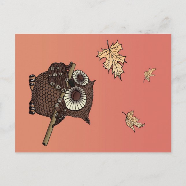 Postal Festiva Owl Animals Art | An Owl On Old Paper (Anverso)
