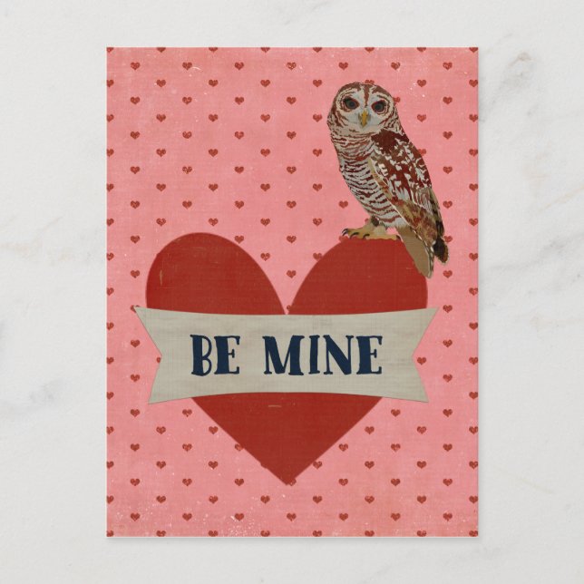 Postal Festiva OWL BE LA Postcard DE MINE VALENTINE (Anverso)