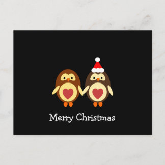 Postal Festiva Owl Love Merry Christmas