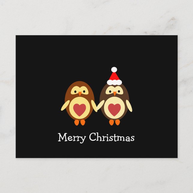 Postal Festiva Owl Love Merry Christmas (Anverso)
