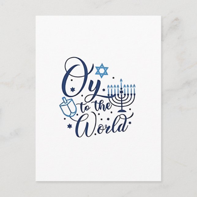 Postal Festiva Oy to the World Hanukkah Jewish Funny (Anverso)