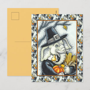 POSTAL FESTIVA PACHIDERMO DE GRACIAS, ELEFANTE DE PILGRIM AGRADEC