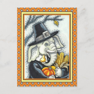 POSTAL FESTIVA PACHIDERMO DE GRACIAS, ELEFANTE DE PILGRIM AGRADEC