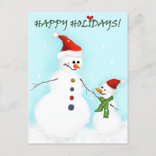 Postal Festiva Padre e hijo de Snowman