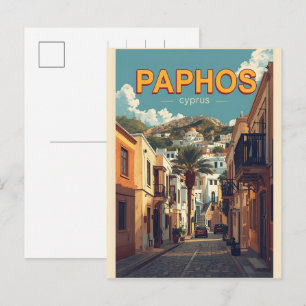 Postal Festiva Pafos ciudad vieja - recuerdo turístico de Chipre