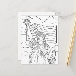Postal Festiva Página para colorear de la estatua patriótica de l