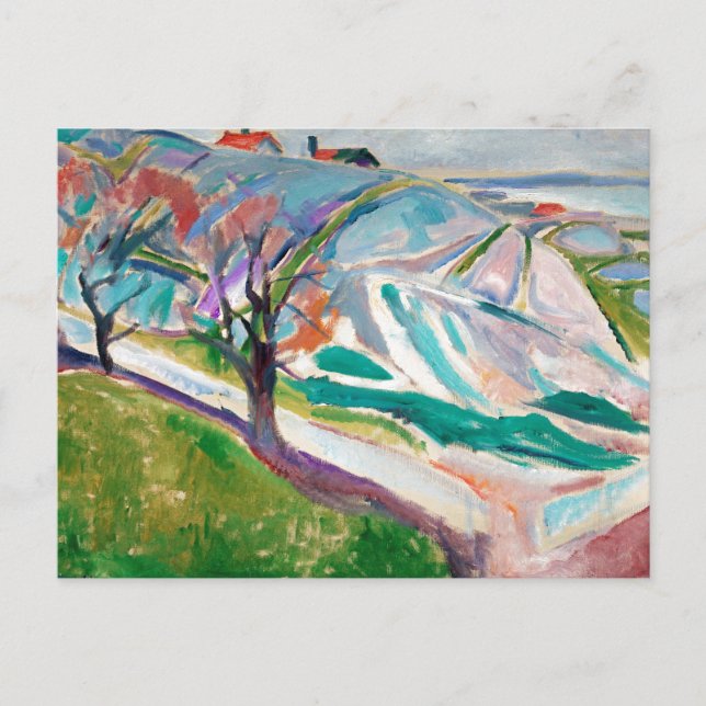 Postal Festiva Paintaje paisajístico Edward Munch (Anverso)