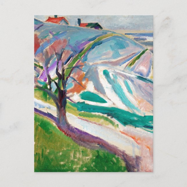 Postal Festiva Paintaje paisajístico Edward Munch (Anverso)