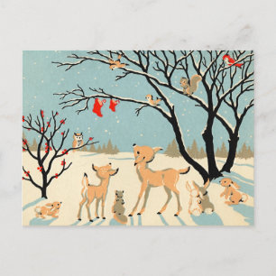 Postal Festiva País de las maravillas del invierno del vintage