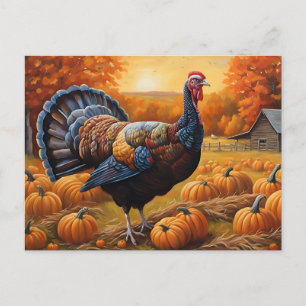 Postal Festiva País Turquía en el parche de calabaza