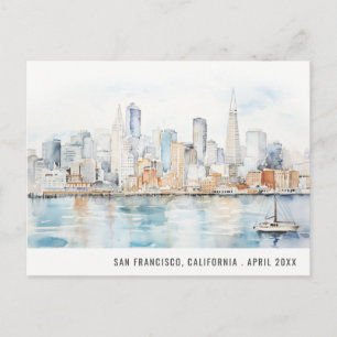 Postal Festiva Paisaje al acuarela de San Francisco Viaje