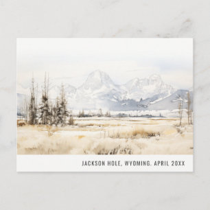 Postal Festiva Paisaje de acuarela de Jackson Hole Wyoming Viajes