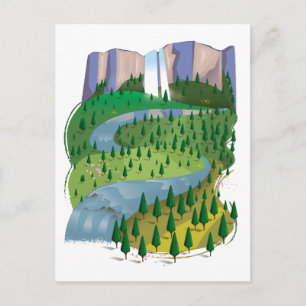 Postal Festiva Paisaje de cascada