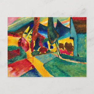 Postal Festiva Paisaje de Kandinsky con dos álamos
