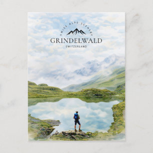 Postal Festiva Paisaje de los Alpes suizos de Grindelwald Suiza