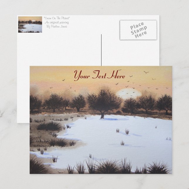 Postal Festiva Paisaje de nieve de los navidades con árboles cubi (Anverso / Reverso)