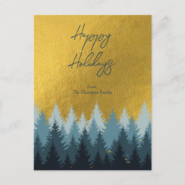 Postal Festiva Paisaje de Oro de los Árboles Forestales Felices F (Anverso)