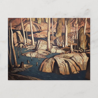 Postal Festiva Paisaje de remanso pintado por el canadiense AJ Ca