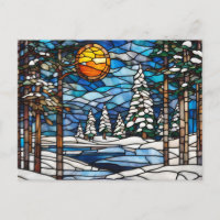 Paisaje del bosque de invierno de vidrio templado