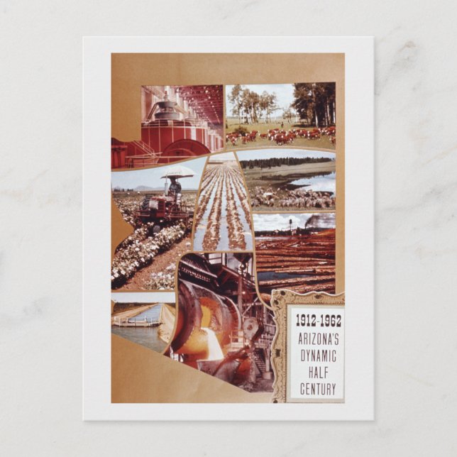 Postal Festiva Paisaje del desierto agrícola de Arizona a mediado (Anverso)