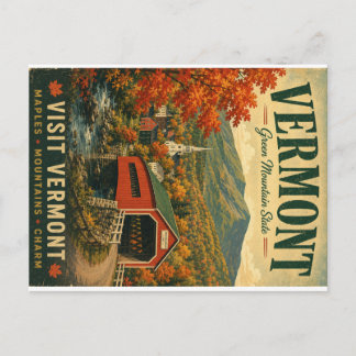 Postal Festiva Paisaje Otoñal del Estado de la Montaña Verde de V