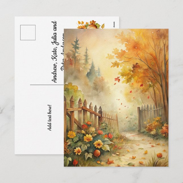 Postal Festiva Paisaje Rústico - Caída de la Bienvenida (Anverso / Reverso)