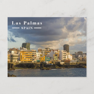 Postal Festiva Paisaje urbano costero de Las Palmas España