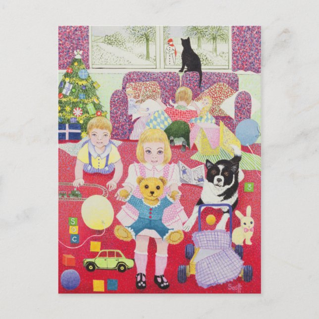 Postal Festiva Pajamas Navidades de Teddy (Anverso)