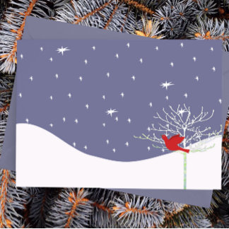 Postal Festiva Pájaro de los Navidades rojos