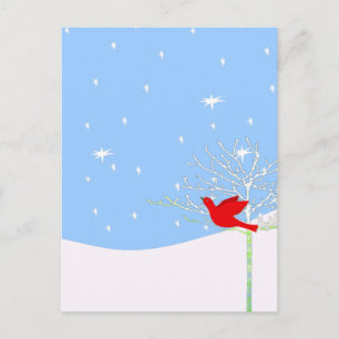 Postal Festiva Pájaro de los Navidades rojos