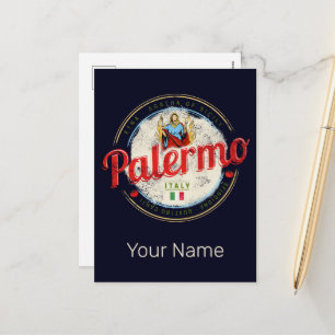 Postal Festiva Palermo Capital De Sicilia Italia Vintage Souvenir