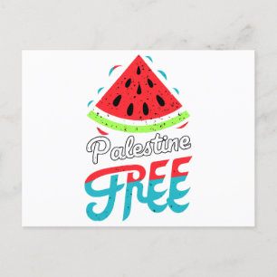Postal Festiva Palestina Libre de sandías en rebanadas pacíficas 